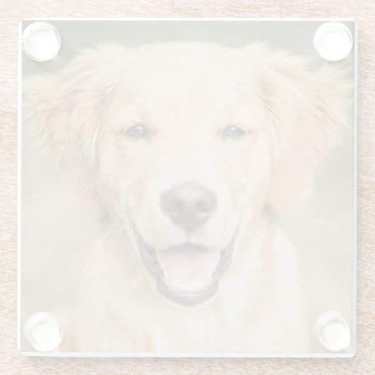 Een portret van een Golden Retriever puppy Glazen Onderzetter (Achterkant)