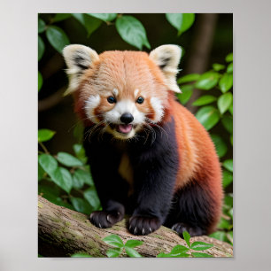 Een portret van een Schattigee rode panda Poster
