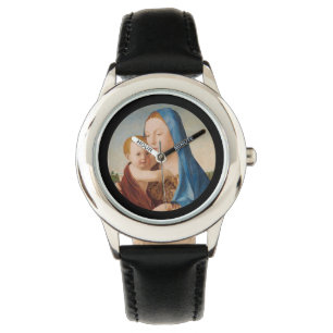 Een portret van Mary en Baby Jesus Horloge