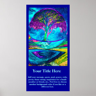 Een Poster aanpassen - Neon Blue Tree of Life