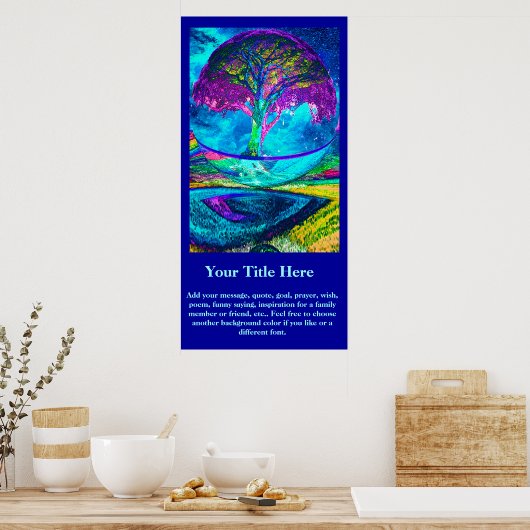 Een Poster aanpassen - Neon Blue Tree of Life (Keuken)