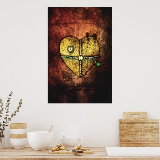 Een Poster van het hart van minder gebroken Gothis (Keuken)