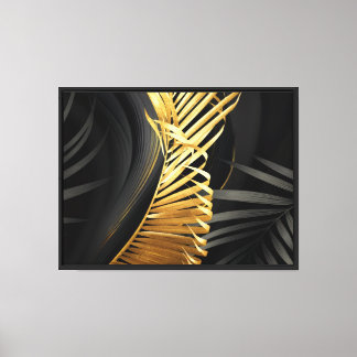 "Een prachtig gouden blad op een diepe zwarte acht Canvas Afdruk