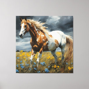 Een prachtig Pinto Paard Canvas Afdruk