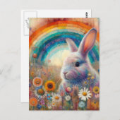 Een prachtig regenboogkonijn in wilde bloemen briefkaart (Voorkant / Achterkant)