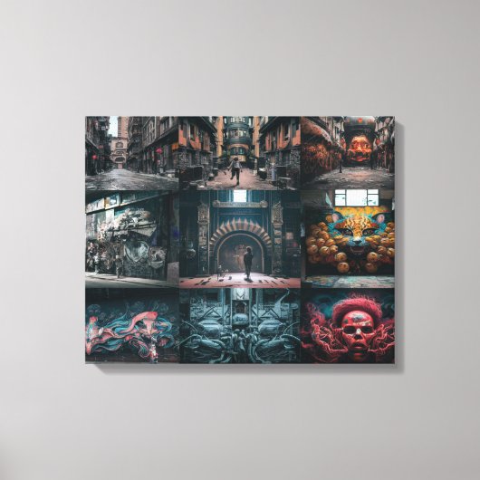 Een prachtige compilatie van street art graffiti f canvas afdruk (Voorkant)