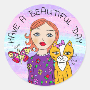 Een prachtige dag voor een gril van de Whimsical F Ronde Sticker