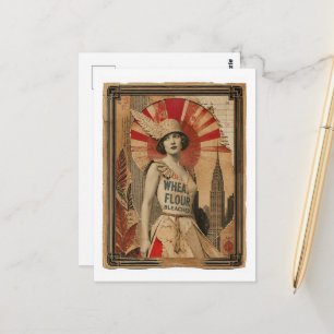 Een prachtige flappervrouw in een meeljurk briefkaart