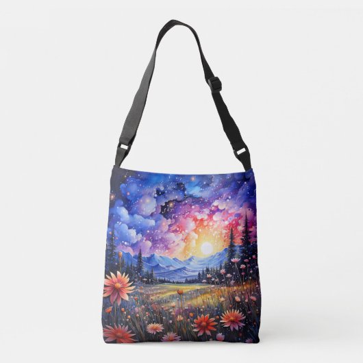 Een prachtige nachtelijke hemel illustratie crossbody tas (Achterkant)