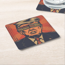 Een president geblinddoekt door mentale problemen vierkante kartonnen onderzetter