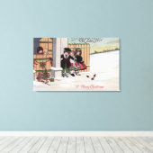 Een prettig kerstfeest met een hek canvas afdruk (Insitu (Houten vloer))