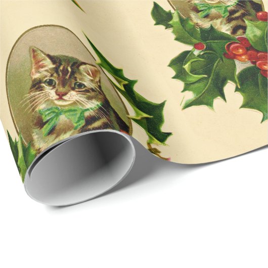 Een prettig kerstheilig Kat, teruggezet Cadeaupapier (Rol Hoek)