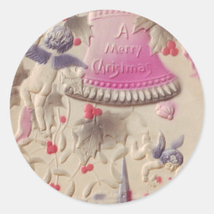 Een prettig kerstmeisje ronde sticker