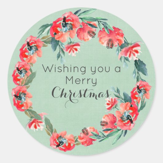 Een prettig kerstrood ontwerp ronde sticker (Voorkant)