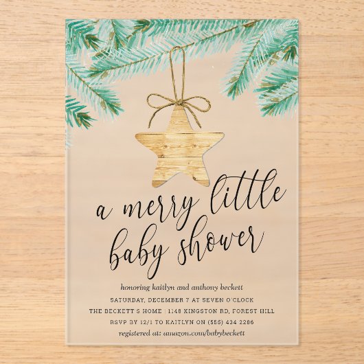 Een prettig klein Baby shower Acryl Uitnodigingen (Voorkant)