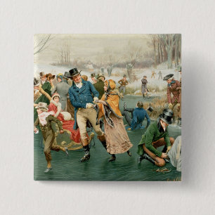 Een prettige kerst, van de peren jaardag 1907 vierkante button 5,1 cm