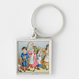 Een prettige kerst, Victoriaans briefkaart Sleutelhanger
