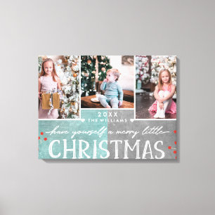 Een prettige kerstfamilie fotocollage canvas afdruk