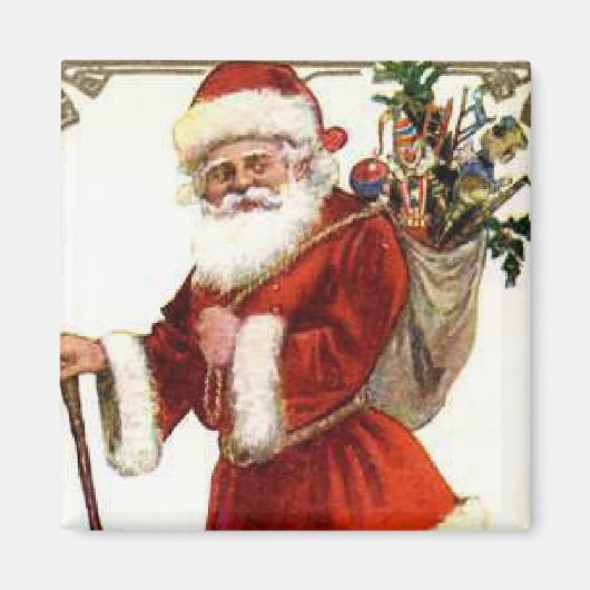 Een prettige kerstman Vintage... Magneet (Voorkant)