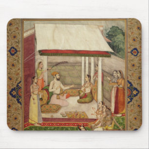 Een prins en prinses die naar muziek luisteren muismat