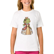 Een prinses in een kikker met een kroon en een jur