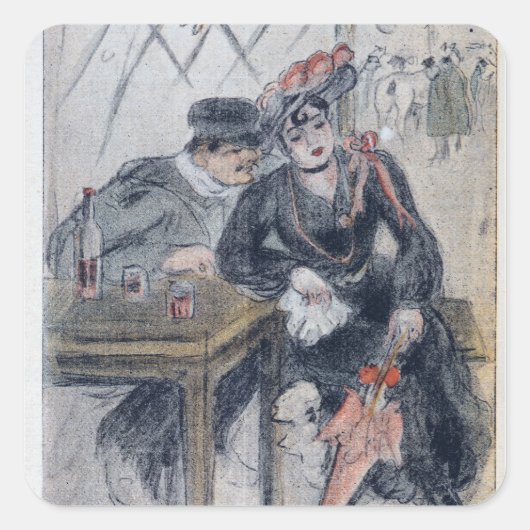 Een prostituee en haar cliënt vierkante sticker (Voorkant)