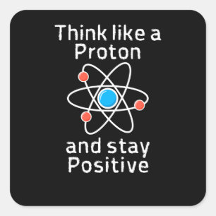 Een proton is positief vierkante sticker