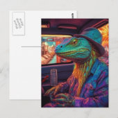 Een psychedelische hagedis in een voertuig briefkaart (Voorkant / Achterkant)
