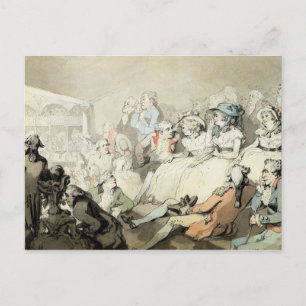 Een publiek dat een spel bekijkt, c.1785 (pen en i briefkaart