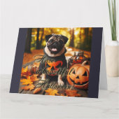 Een pug hond halloween kaart (Voorkant)