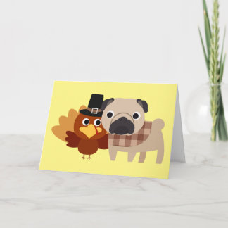Een Pug Wenskaart van de Thanksgiving Feestdagen Kaart