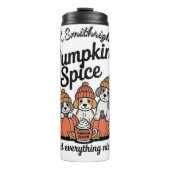 Een Pumpkin Spice thema hond ontwerp Thermosbeker (Voorkant)