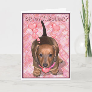 Een puppy van Valentijn Doxie Feestdagen Kaart