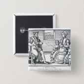 Een puriteinfamilie vierkante button 5,1 cm (Voorkant /achterkant)