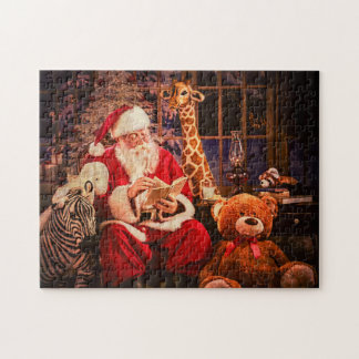 Een puzzel, kerstman met gekwelde aninals legpuzzel