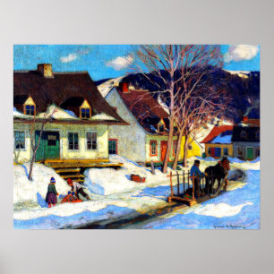 Een Quebec Village Street - Clarence Gagnon kunstw Poster