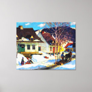 Een Quebec Village Street van Clarence Gagnon Canvas Afdruk