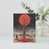 Een Raven Dead Tree Red Briefkaart (Staand voorkant)