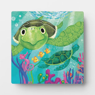 Een redding van een zeeschildpad fotoplaat