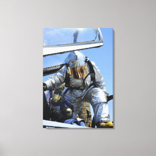 Een reddingsboor wordt uitgevoerd in de cockpit canvas afdruk