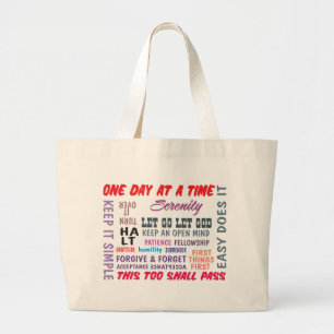 een reeks aa slogans grote tote bag