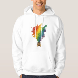 Een regenboog in beige laarzen hoodie