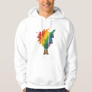 Een regenboog in beige laarzen hoodie