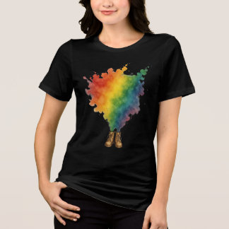 Een Regenboog in Beige Laarzen Tri-Blend Shirt