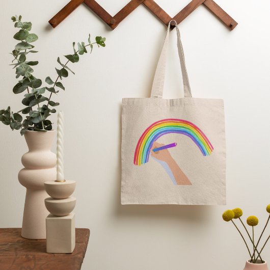 Een regenboog tekenen tote bag