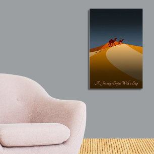 Een reis begint met een stap, Sinaasappel & Blauwe Poster