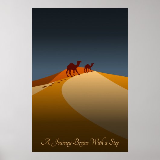 Een reis begint met een stap, Sinaasappel & Blauwe Poster (Voorkant)