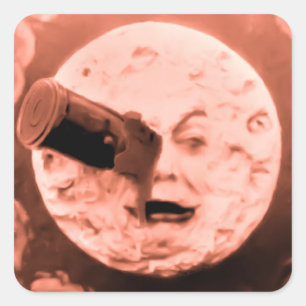 Een reis naar de maan (Sepia Roos) Vierkante Sticker