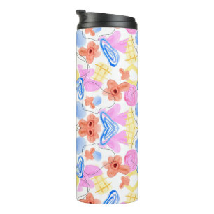 Een reisbeker met een kleurrijk, abstract symmetri thermosbeker