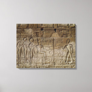 Een reliëf met Seti I die een aanbod doet Canvas Afdruk